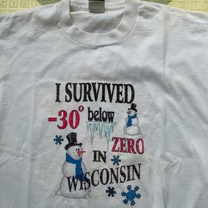 VTG 80’s Single Stitch I Survived In Wisconsin tee shirt